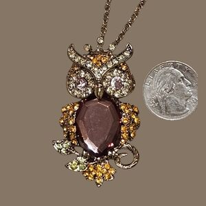 🦉Betsey Standout "Pin-Dant" Sparkling Perched Owl Pendant Necklace or Pin NWT&B